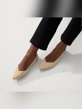 Rothy’s Womens Shoes The Point II In Ecru/Beige With Leopard Insole Flats Sz 8.5